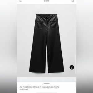 Zara Marine Straight Faux Leather Pants